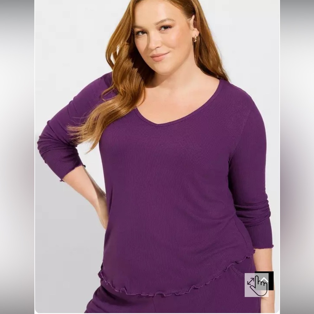 Torrid 1X Super Soft Rib Long Sleeve Sleep Tee